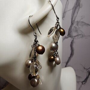 925 Silver Pearl Dangle Earrings